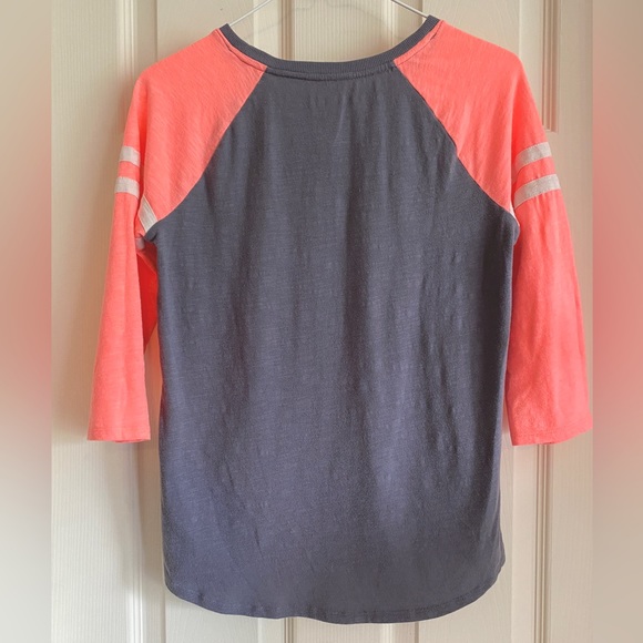Cat & Jack Girl’s XL Football Tee Tshirt 3/4 Sleeve Sunday Funday Orange Gray - Picture 3 of 6